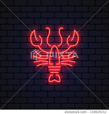 Lobster icon neon on light background. Vector illustration Lobster icon neon on light background. Vector illustration 110620212