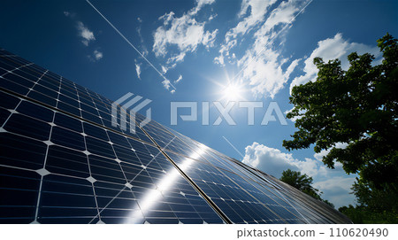 Blue sky and solar panel 110620490