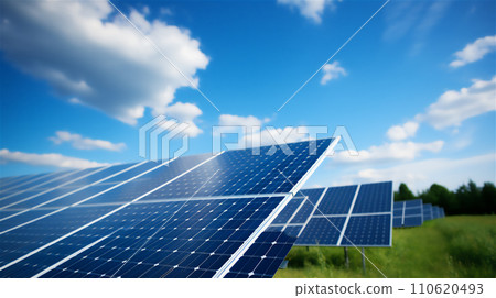 Blue sky and solar panel 110620493