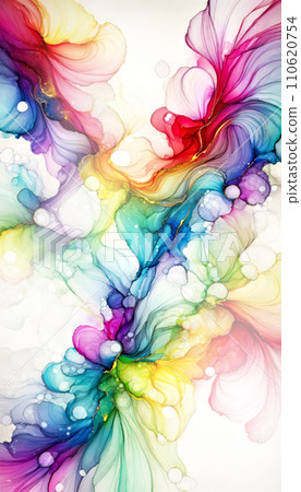 AI-generated content. Trendy multicolor and white splash. Abstract artwork style, inspired by alcohol ink and watercolors paint. Luxury abstract background and wallpaper. Composition for yours poster 110620754