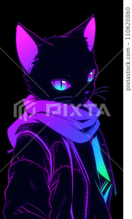 手绘卡通动漫穿着衣服的猫插画 110620860