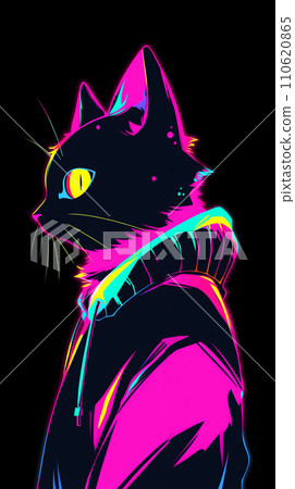 手绘卡通动漫穿着衣服的猫插画 110620865