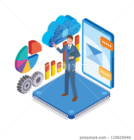 使用數位工具的男性辦公室職員 110620946