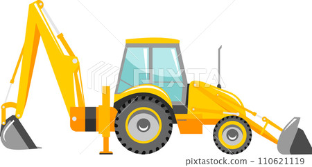 Wheel Backhoe Loader Icon in Flat Style. Vector Illustration 110621119