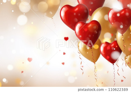 Red white and gold heart shaped balloons with copy space Red white and gold heart shaped balloons with copy space 110622389