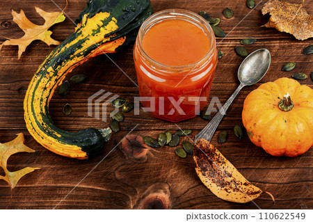Fragrant autumn pumpkin jam or chutney. Fragrant autumn pumpkin jam or chutney. 110622549