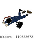 Illustration of a male office worker in a suit who collapses 110622672