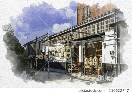 水彩畫風格，福井縣堺市上八町街道三國港 110622747