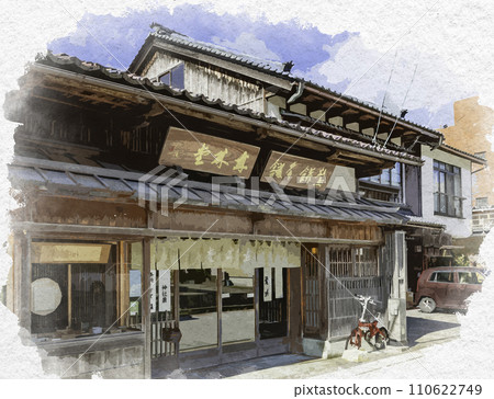 Watercolor painting style, Mikuni Minato, Kamihachimachi street, Sakai City, Fukui Prefecture Watercolor painting style, Mikuni Minato, Kamihachimachi street, Sakai City, Fukui Prefecture 110622749