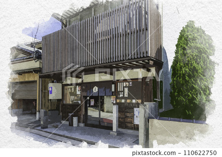 水彩畫風格，福井縣堺市上八町街道三國港 110622750