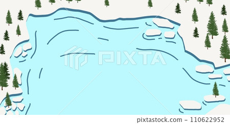 Blue water snow landscape winter season  110622952