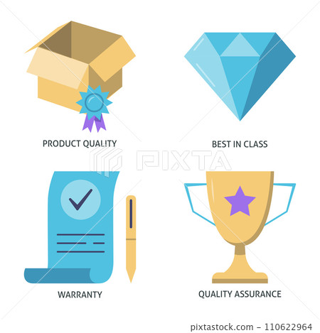 Product quality and warranty flat icon set Product quality and warranty flat icon set 110622964