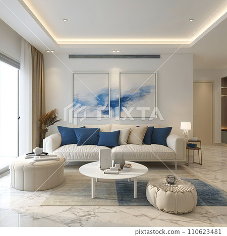 A simple and modern room based on white, generated by AI 110623481