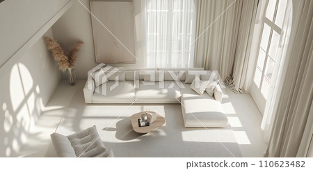 A simple and modern room based on white, generated by AI 110623482