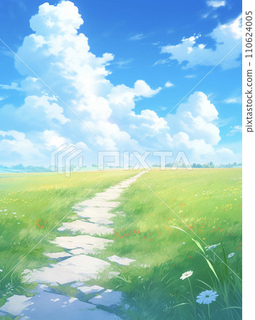 藍天、草原、地平線的風景蔓延AI影像 藍天、草原、地平線的風景蔓延AI影像 110624005