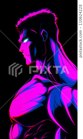 手绘卡通动漫强壮的健身肌肉男插画 110624228