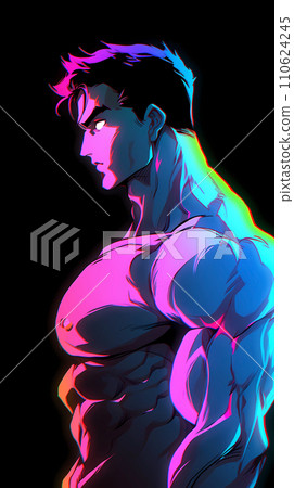 手绘卡通动漫强壮的健身肌肉男插画 110624245