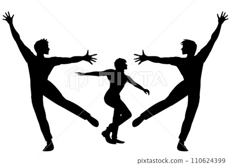 三個跳舞的人的剪影 110624399