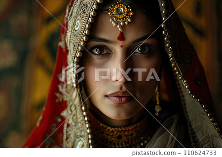 portrait of a young beautiful indian woman with sari portrait of a young beautiful indian woman with sari 110624733