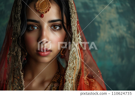 portrait of a young beautiful indian woman with sari portrait of a young beautiful indian woman with sari 110624735