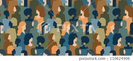 Seamless pattern crowd beauty young women 110624906