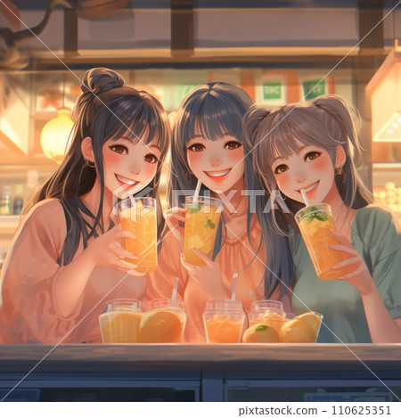 AI image generation: Three young women enjoying a girls' night out 110625351