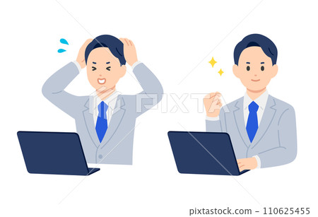 一群看著電腦、握拳的商務人士【人物矢量圖素材】 一群看著電腦、握拳的商務人士【人物矢量圖素材】 110625455