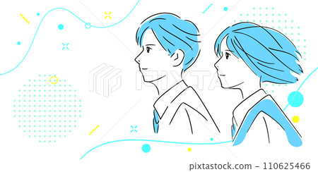 男女考生概況、國中生和高中生的青少年學校教育、漫畫風格向量插畫背景素材 110625466