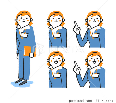 胸前掛著身分證的西裝女子插畫素材 110625574