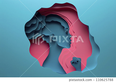 silhouette of a woman made with paper cut. Women's day concept 110625788