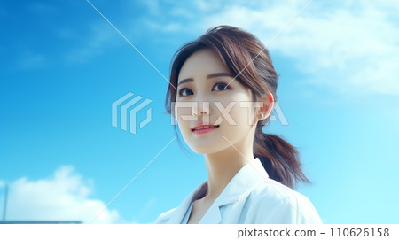 一套白色衣服的一位小姐 110626158