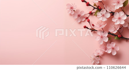 Beautiful flowers on pink background. AI generated. 110626644