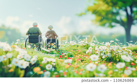 坐輪椅的老人 110626869