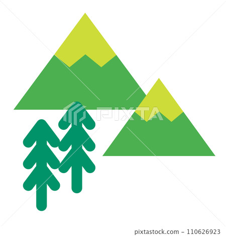 代表山脈、樹木和森林的顏色樣式圖標 代表山脈、樹木和森林的顏色樣式圖標 110626923