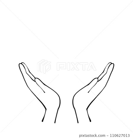 雙手向上的黑白插圖 110627013