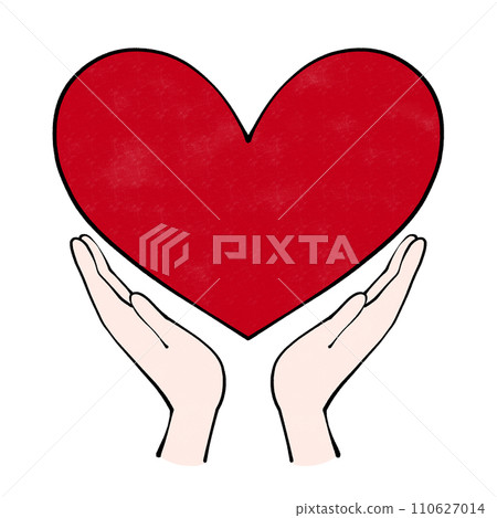 一顆紅心和兩隻手的插圖 110627014