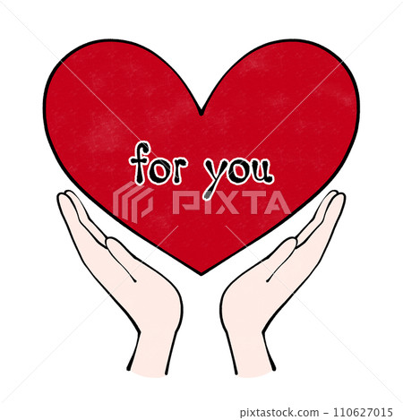 一顆紅心和兩隻手的插圖 110627015