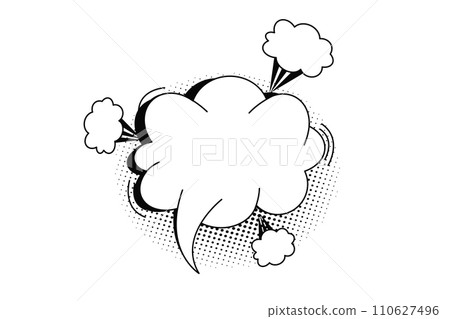 Pow bubble speech comic expression frame cartoon doodle isolated on white background. Boom explode effect, halftone decoration, Pow bubble speech comic expression frame cartoon doodle isolated on white background. Boom explode effect, halftone decoration, 110627496