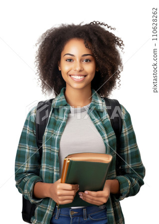 AI-generated content. Woman Student Engrossed in a Book, Radiating Joy 110628262
