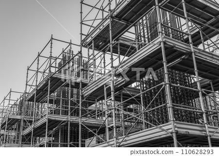 Steel bar construction and scaffolding removal Steel bar construction and scaffolding removal 110628293