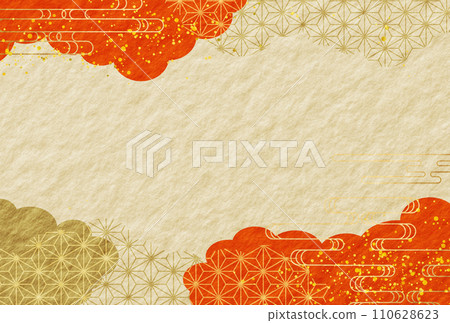 Japanese pattern luxury, red, gold, clouds, Japanese paper background Japanese pattern luxury, red, gold, clouds, Japanese paper background 110628623