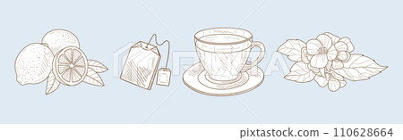 Herbal Tea Item and Element Sketch Hand Drawn Vector Set Herbal Tea Item and Element Sketch Hand Drawn Vector Set 110628664