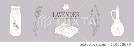 Lavender Products Clipart Elements Hand Drawn Sketch Vector Set Lavender Products Clipart Elements Hand Drawn Sketch Vector Set 110628679