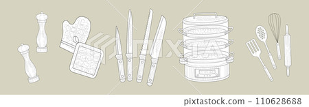 Hand Drawn Cooking Tool and Element Vector Set Hand Drawn Cooking Tool and Element Vector Set 110628688