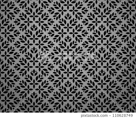 Flower geometric pattern. Seamless vector background. Gray and black ornament Flower geometric pattern. Seamless vector background. Gray and black ornament 110628749