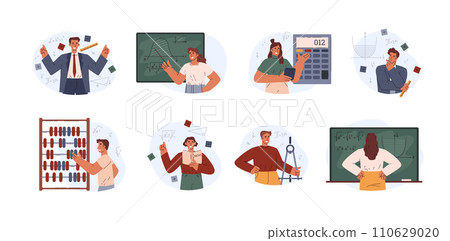 Set of mathematician people flat style, vector illustration 110629020