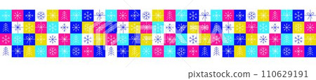 Graphic Christmas seamless pattern. Holidays 2024 postcard. Square Line icons Graphic Christmas seamless pattern. Holidays 2024 postcard. Square Line icons 110629191