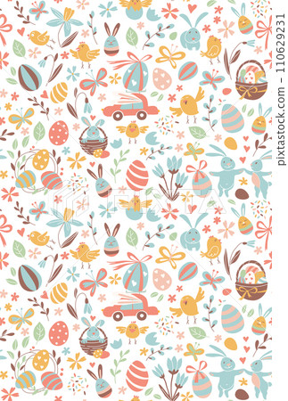 Funny Happy Easter seamless pattern background greeting card 110629231
