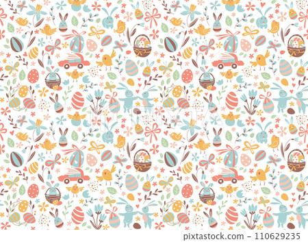 Funny Happy Easter seamless pattern background greeting card Funny Happy Easter seamless pattern background greeting card 110629235