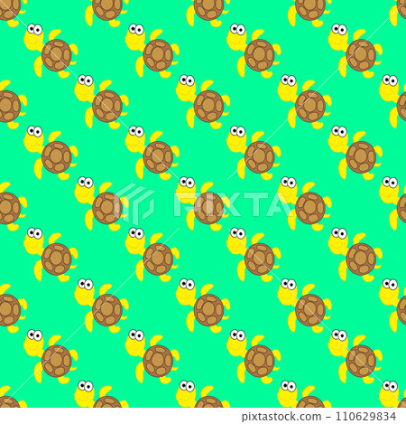Turtle seamless pattern on the green background 110629834
